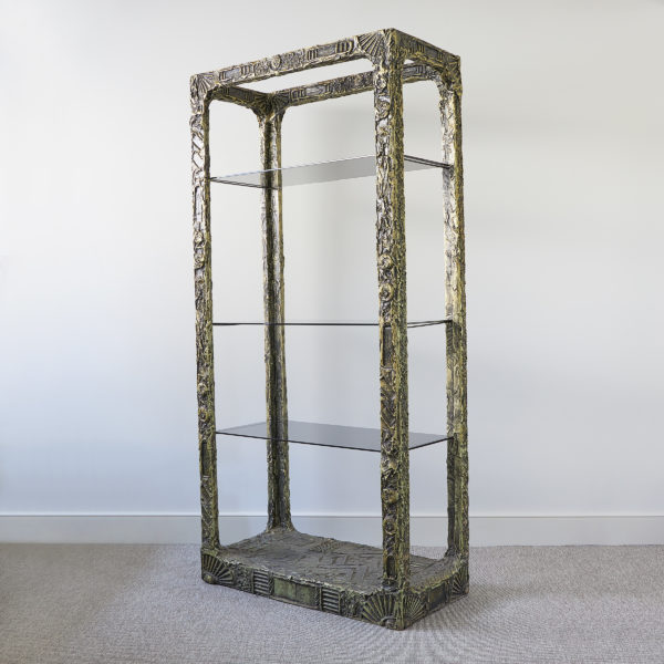 American ‘Brutalist’ bronzed resin etagere by Adrian Pearsall for Craft Associates