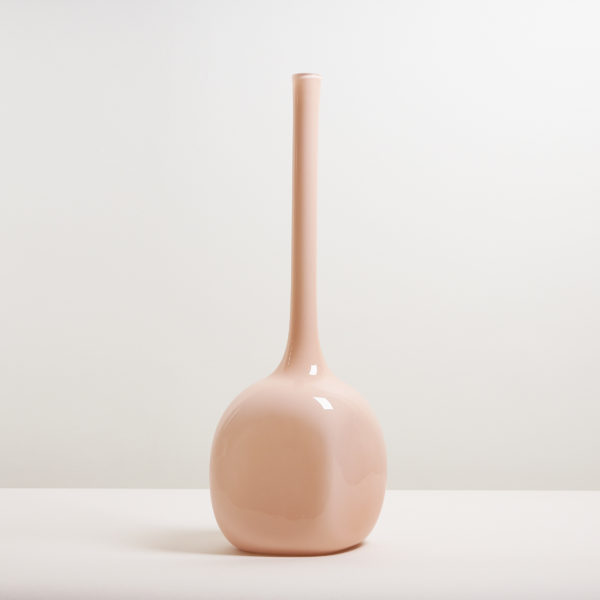 Italian murano pale pink opaque glass vase