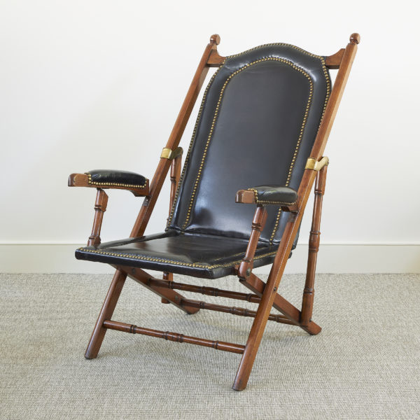Late Victorian mahogany adjustable, folding armchair