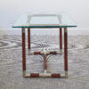 French tinted glass and chrome mounted side table