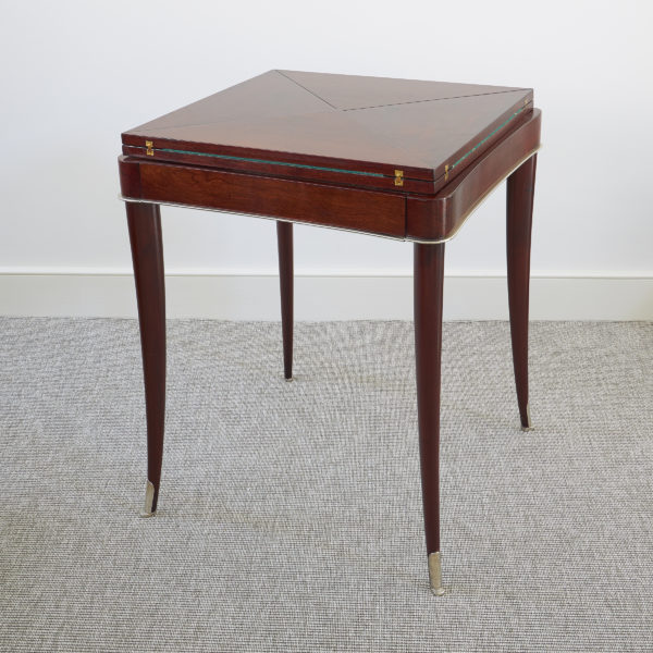 French mahogany 'Envelope' card table in the style of René Drouet