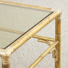 Nest of three French bamboo design brass coffee tables