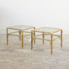 Nest of three French bamboo design brass coffee tables