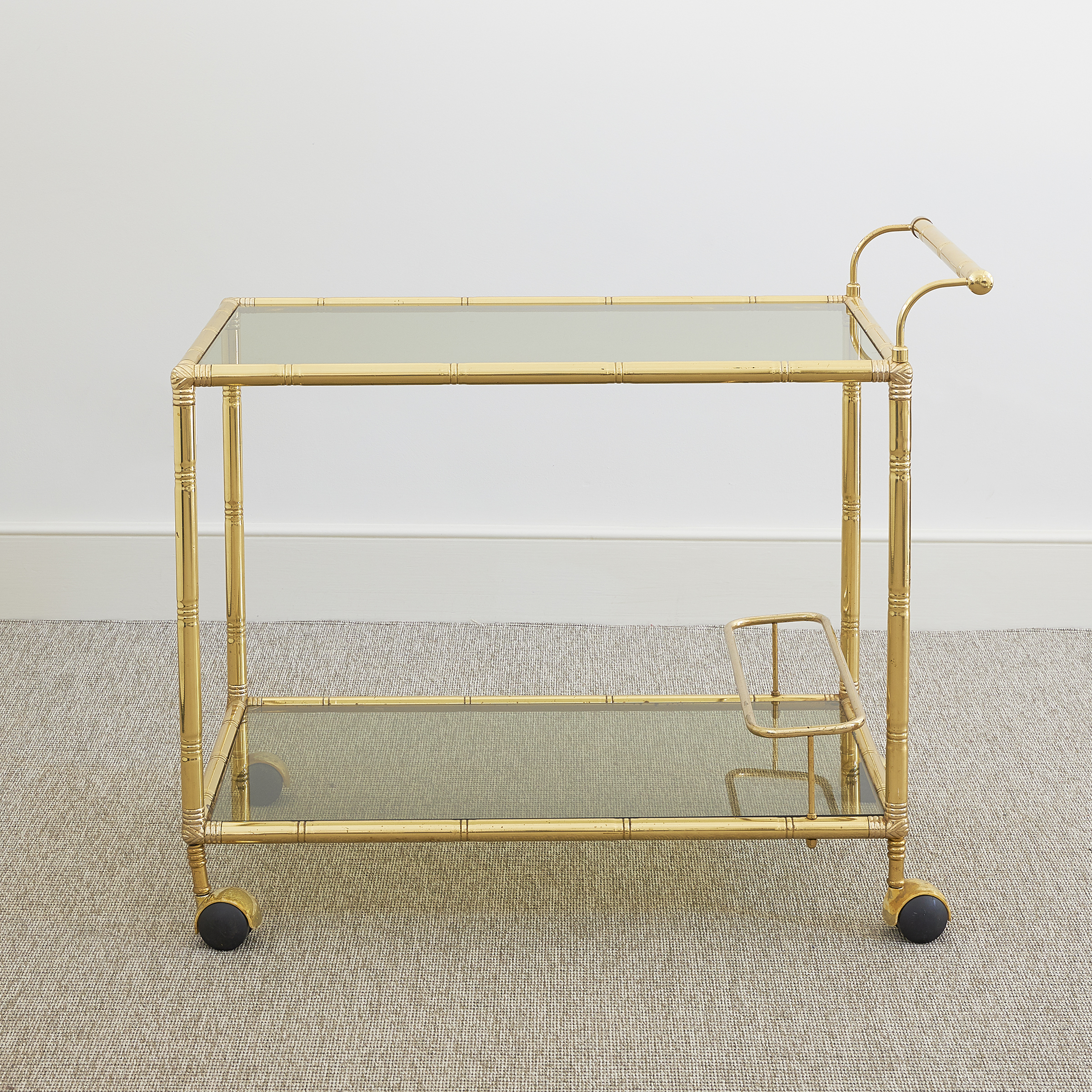French bamboo design two-tier brass drinks trolley - BEAR Petworth