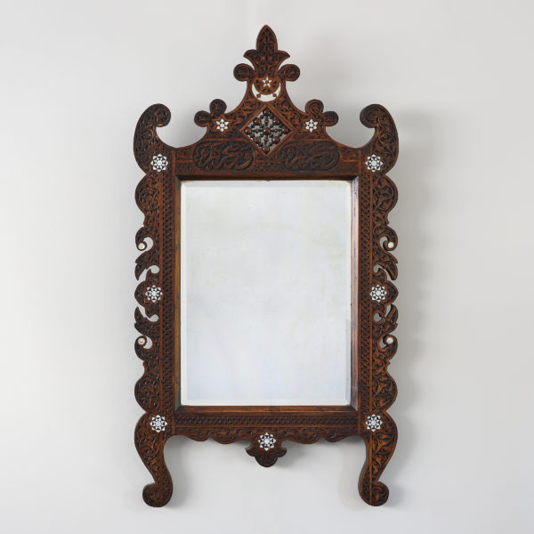 Damascus mother-of-pearl and bone parquetry mirror