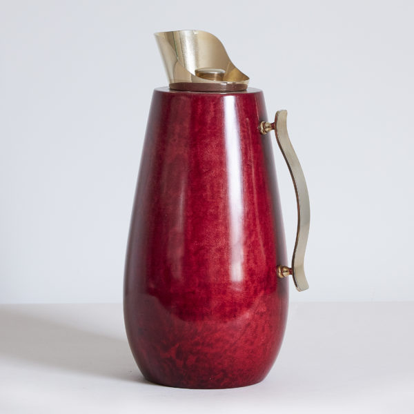 Aldo Tura oxblood lacquered parchment flask, 1960s