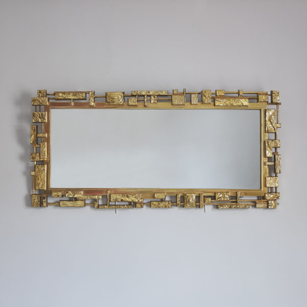 American Brutalist gilt-moulded mirror by Syroco