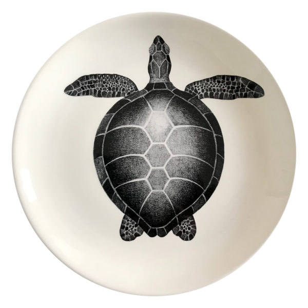 Tom Rooth, large serving plate, diving turtle