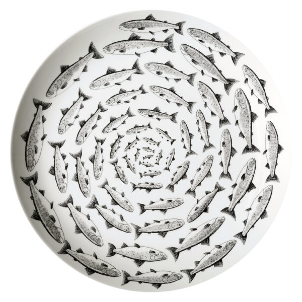 Tom Rooth, large serving plate, salmon spiral