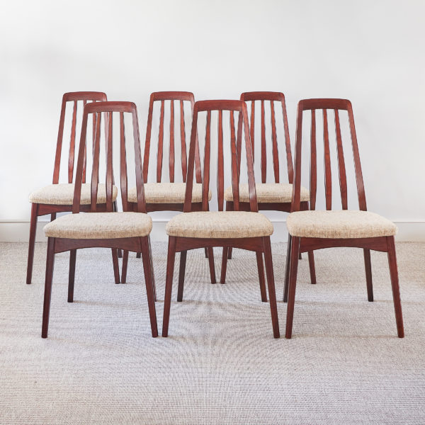 Set of six Swedish rosewood high back dining chairs, c. 1960