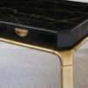 Impressive American lacquered, faux marble and polished brass writing table by John Widdicomb for Mastercraft, Grand Rapids, c. 1970s
