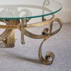 French Brutalist gilt wrought-iron coffee table, c. 1950s