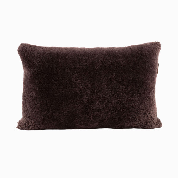Shepherd of Sweden, rectangular sheepskin cushion, 60 x 40cm, dark brown