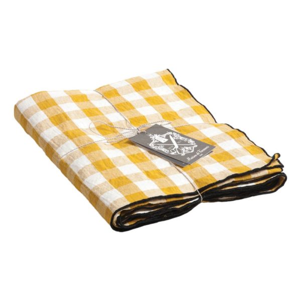 Maison de Vacances, check tablecloth, 145 x 240cm, ochre