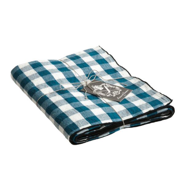 Maison de Vacances, check tablecloth, 145 x 240cm, duck blue