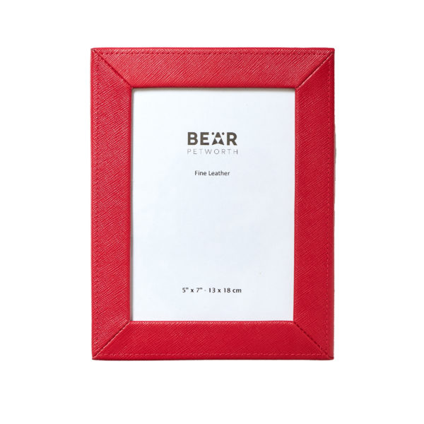 Italian leather photo frame, 5" x 7", red