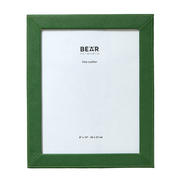 Italian leather photo frame, 8″ x 10″, slim, green