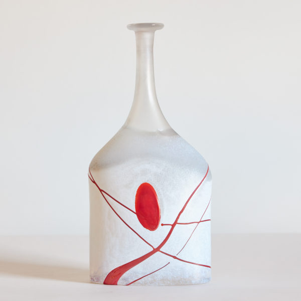 Swedish Glass bottle by Bertil Vallien’s ‘Galaxy Red’ series for Kosta Boda, c. 1980