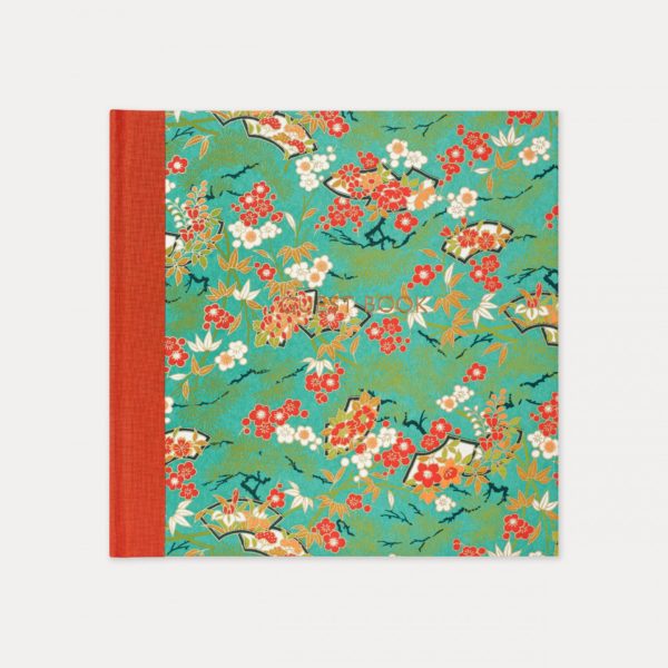 Esmie, square guest book, orange blossom/teal