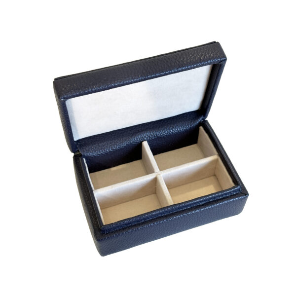 Italian leather cuff link box, navy