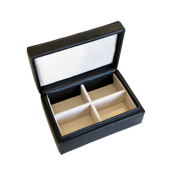 Italian leather cuff link box, black