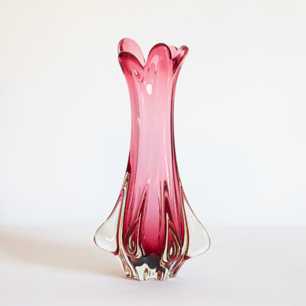 Large vintage Bohemian glass vase