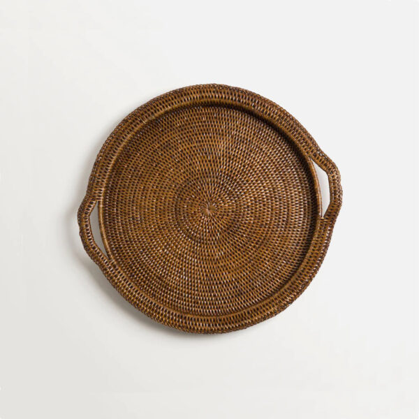 Kalinko, rattan round tray, brown