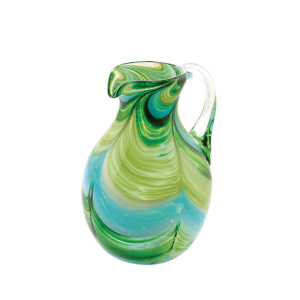 Mdina Glass, round jug, turquoise & green