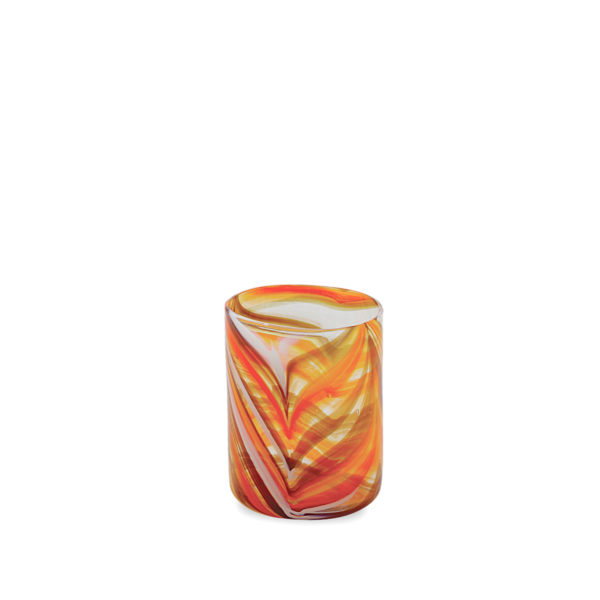 Mdina Glass, tumbler, orange & red, 12cm