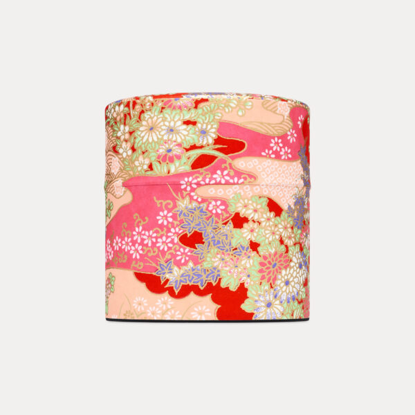 Esmie, small tea tin, red/mint floral