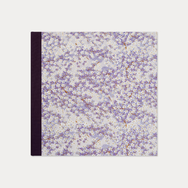 Esmie, square photo album, white purple blossom/lilac