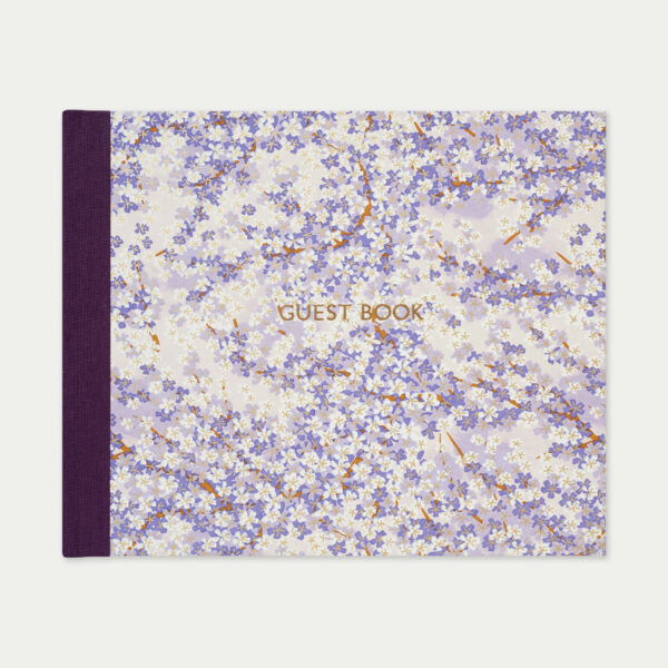 Esmie, landscape guest book, white purple blossom/lilac