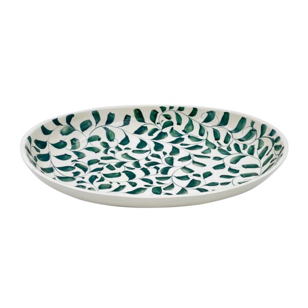 Villa Bologna, Small Oval Platter, Green Scroll