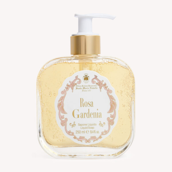 Santa Maria Novella, liquid soap in glass bottle, Rosa Gardenia