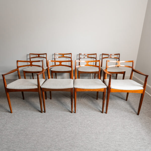 Set of eight Danish rosewood ‘Model 94’ dining chairs by Johannes Andersen for Christian Linneberg Mobelfabrik, c. 1960s