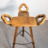 Pair of vintage Brutalist "Marbella" style beech bar stools with steel rope footrests by Viriato Gomez, Toledo, c. 1970s