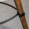 Pair of vintage Brutalist "Marbella" style beech bar stools with steel rope footrests by Viriato Gomez, Toledo, c. 1970s