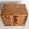 Japanese Meiji period bronze-mounted parquetry inlaid ash table cabinet, 1868-1912