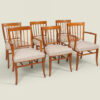 English mahogany Model X6772 extending dining table & six chairs designed by Frank Whitton for Gordon Russell of Broadway, c. 1950