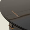 French Mid Century black lacquer fold-over demilune table in the manner of Andre Arbus, c. 1950